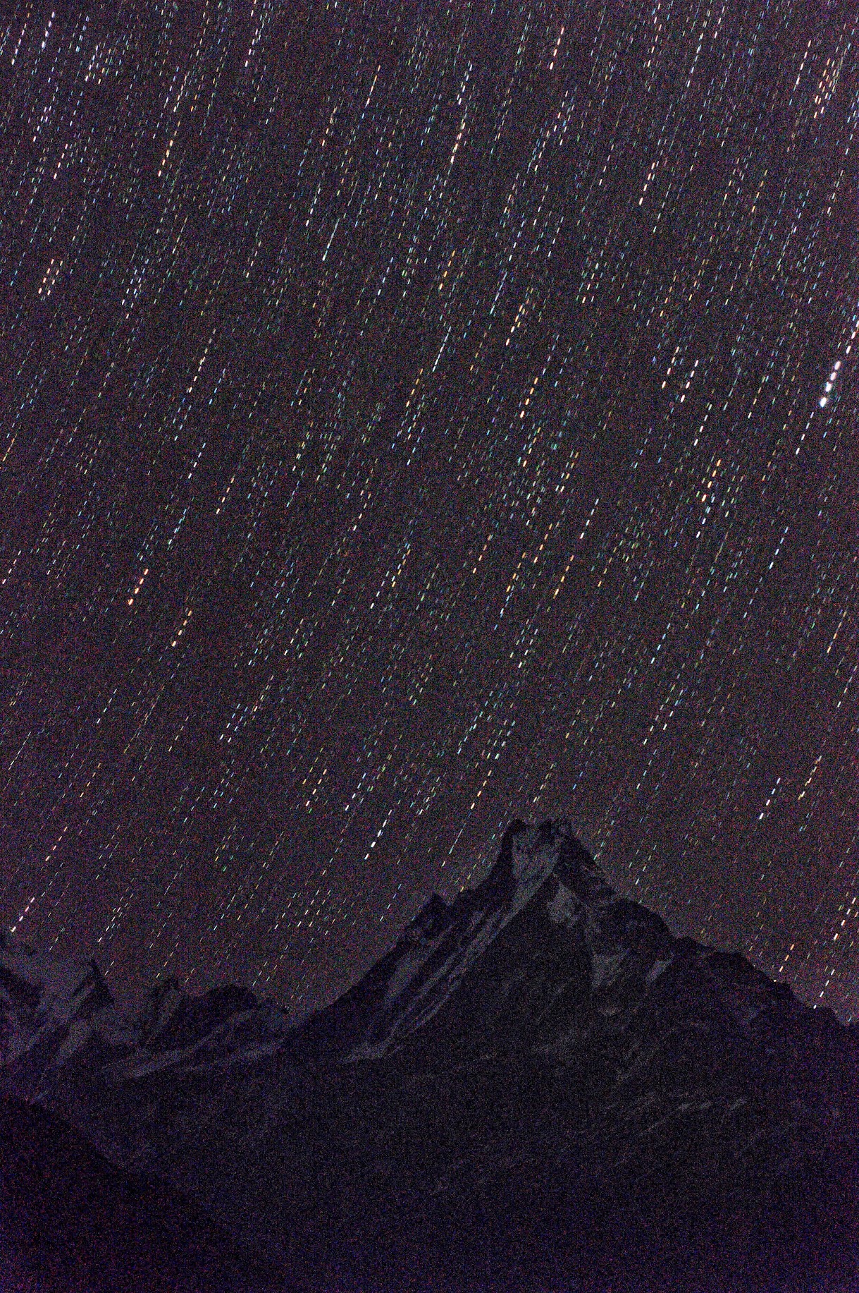 Starry trails, long-exposure shot of Annapurna Mountain from Ghorepani-Poon Hill